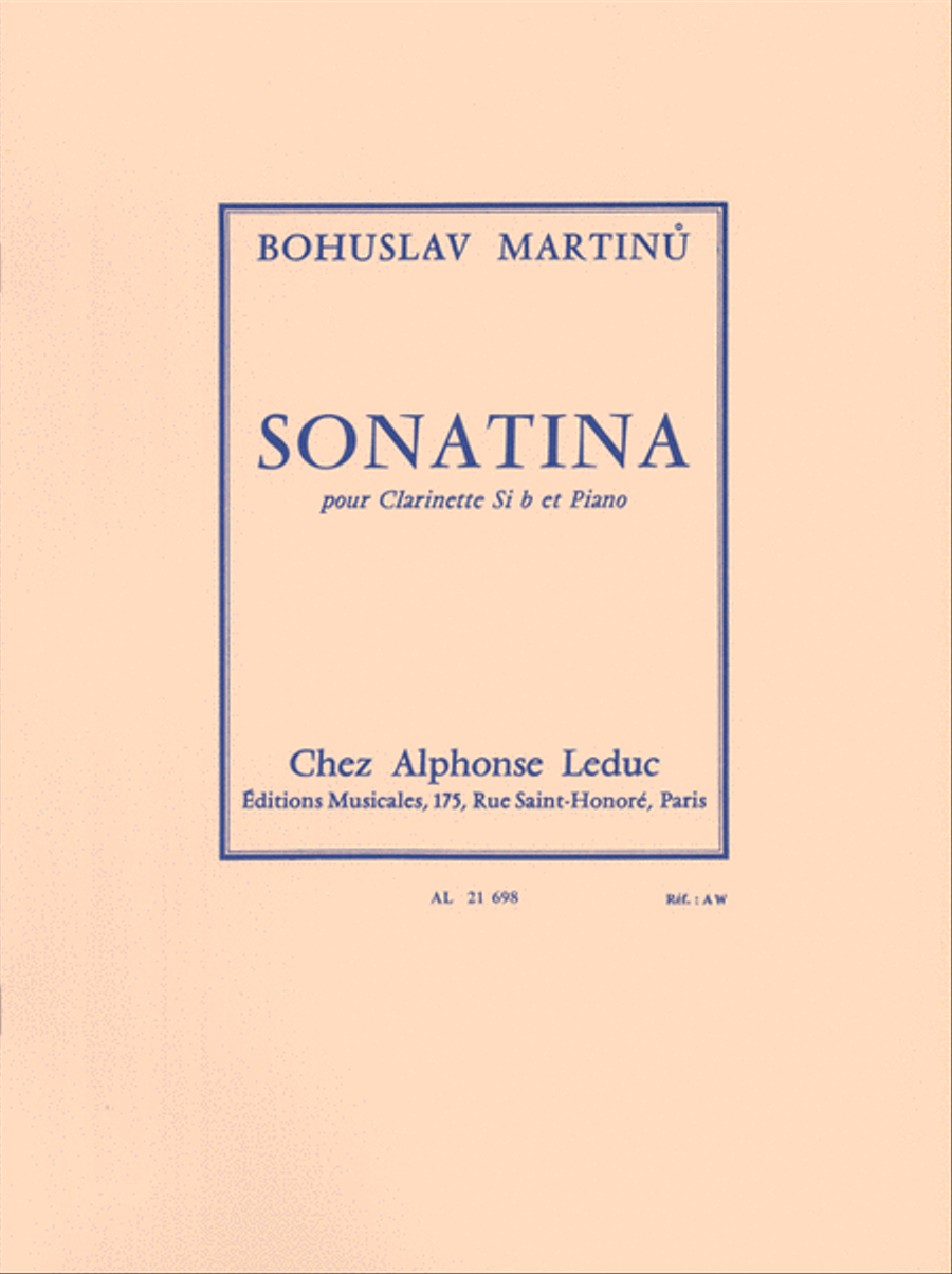 Sonatina Pour Clarinette et Piano Clarinet Solo scores gallery preview page 1