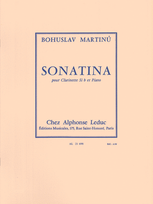 Book cover for Sonatina Pour Clarinette et Piano