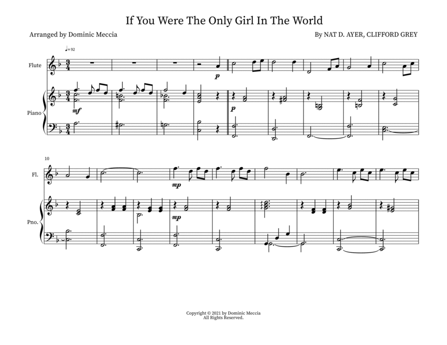 If You Were The Only Girl In The World Woodwind Duet scores gallery preview page 1