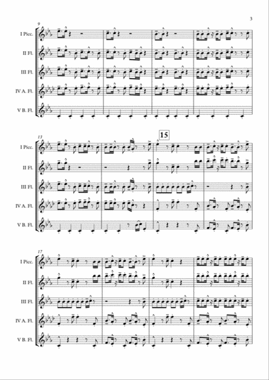 Uptown Funk Flute Choir scores gallery preview page 4
