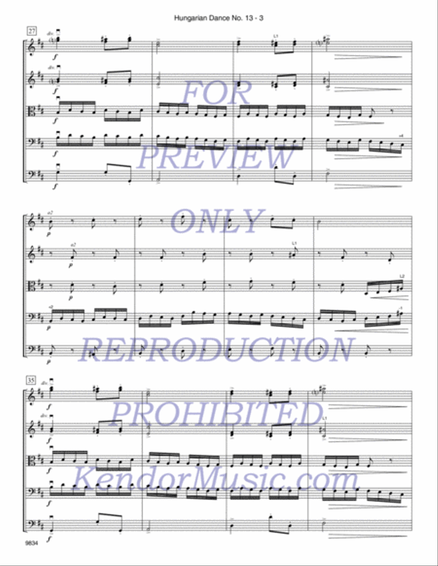 Hungarian Dance No. 13 String Orchestra scores gallery preview page 4