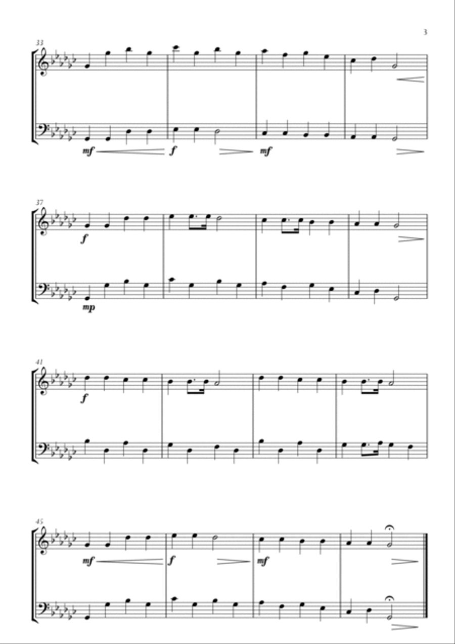 Twinkle Twinkle Little Star in Gb Major for Violin and Cello Duo. Easy version. String Duet scores gallery preview page 3