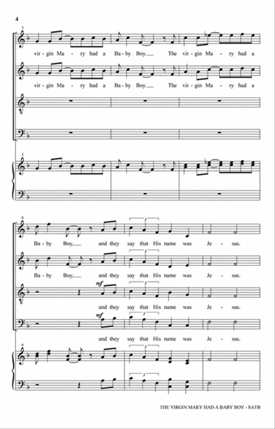 The Virgin Mary Had a Baby Boy 4-Part scores gallery preview page 3