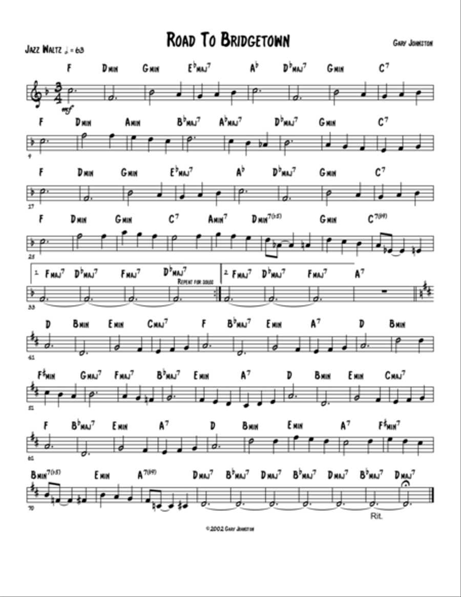 Road to Bridgetown Road to Bridgetown Piano Solo scores gallery preview page 1
