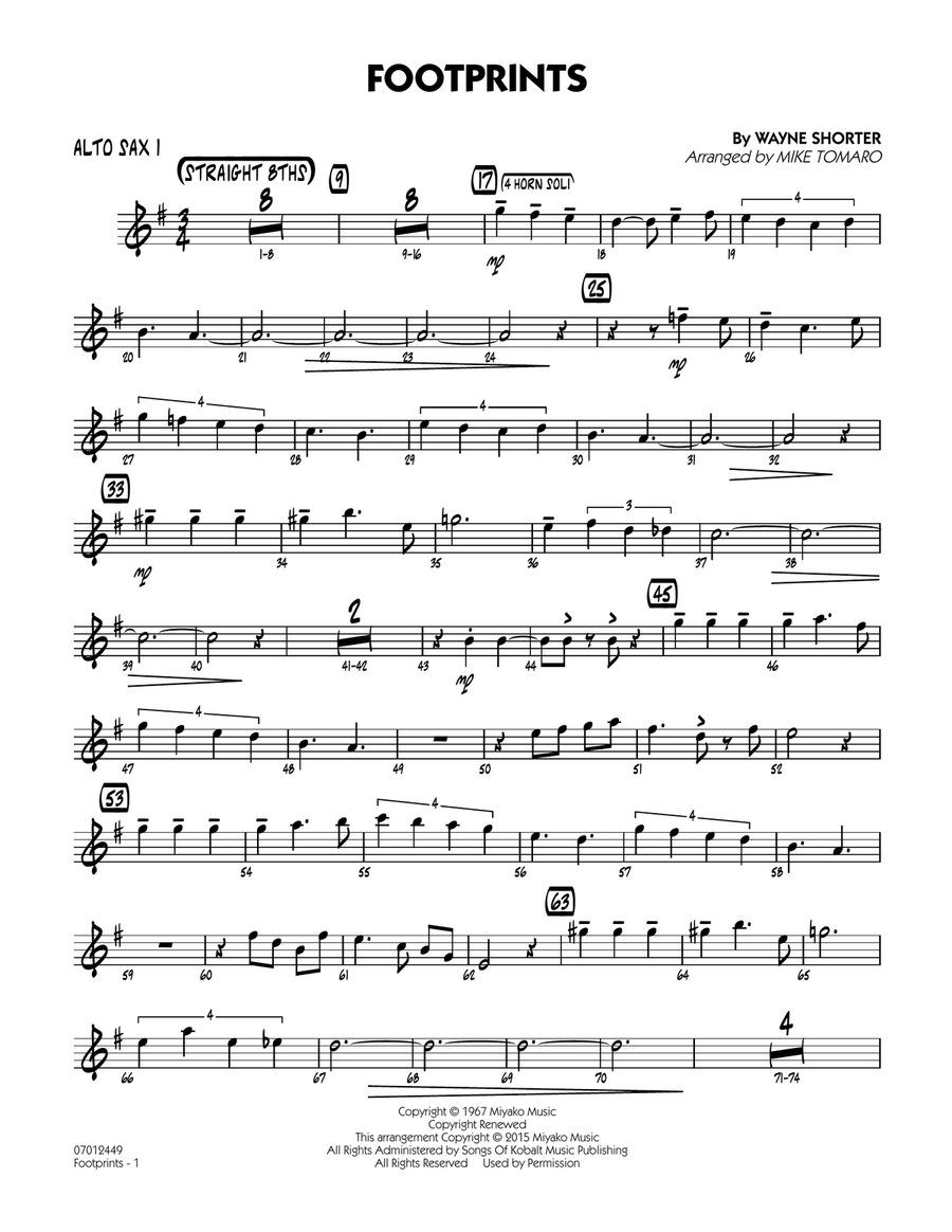 Footprints - Alto Sax 1 Alto Saxophone scores gallery preview page 1
