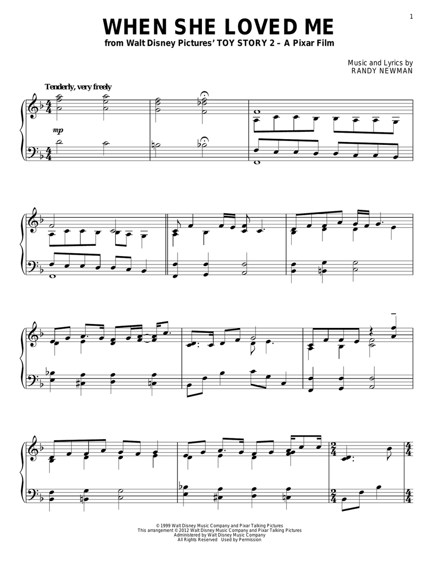 When She Loved Me (from Toy Story 2) Piano Solo scores gallery preview page 1