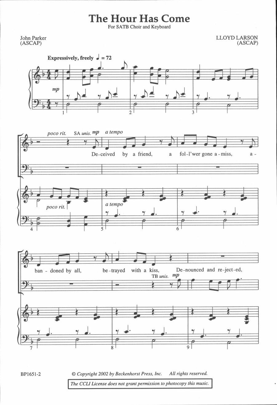 Hour Has Come, The Hour Has Come, The 4-Part scores gallery preview page 2