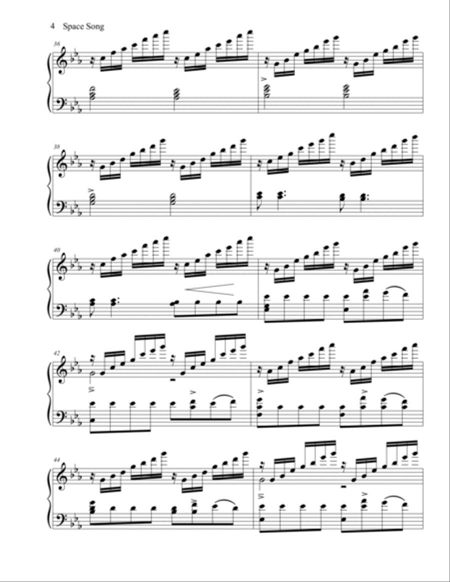Space Song Piano Solo scores gallery preview page 4
