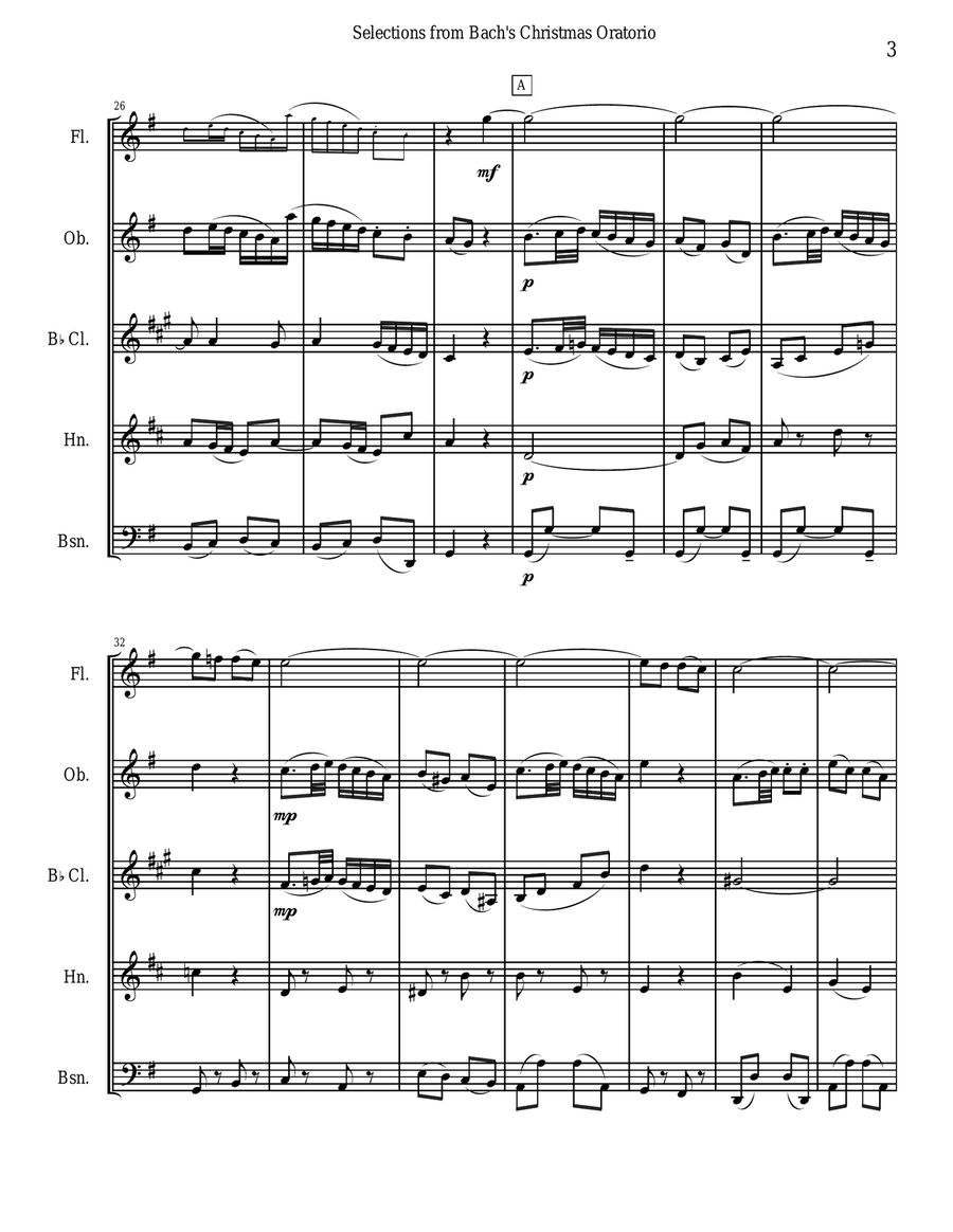 Bach's Christmas Oratorio Selections for Woodwind Quintet Woodwind Quintet scores gallery preview page 3