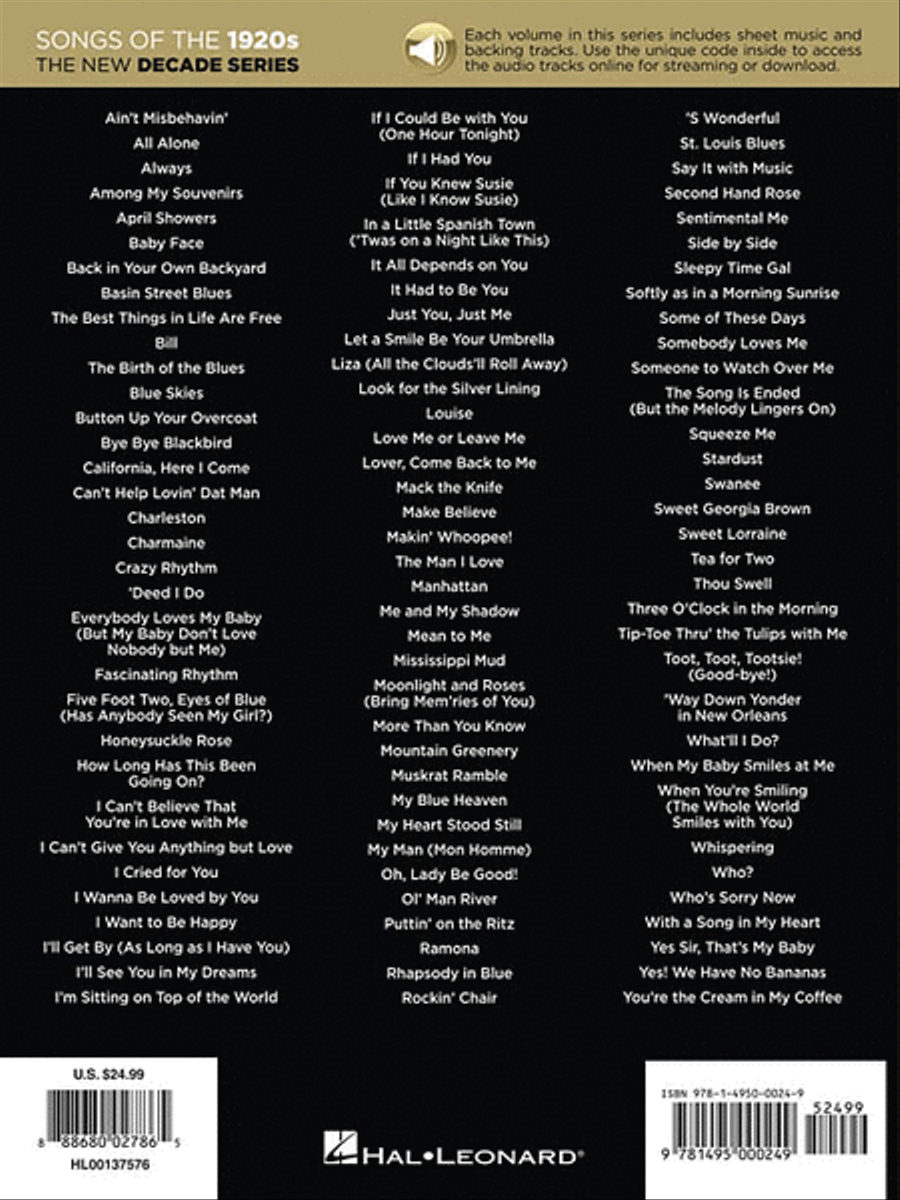 Songs of the 1920s Piano, Vocal, Guitar scores gallery preview page 2