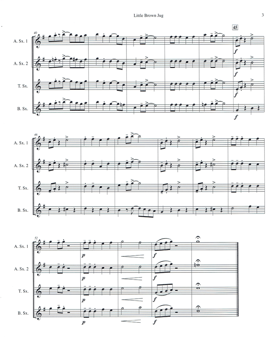 Little Brown Jug for Saxophone Quartet Saxophone Quartet scores gallery preview page 3