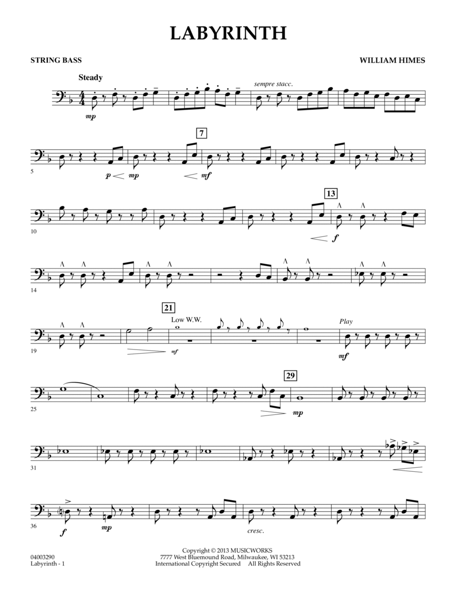 Labyrinth - String Bass Labyrinth - String Bass Concert Band scores gallery preview page 1