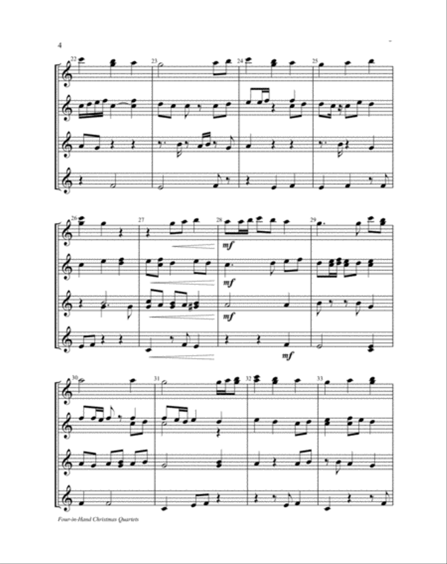 Four-in-Hand Christmas Quartets Handbell Choir scores gallery preview page 5