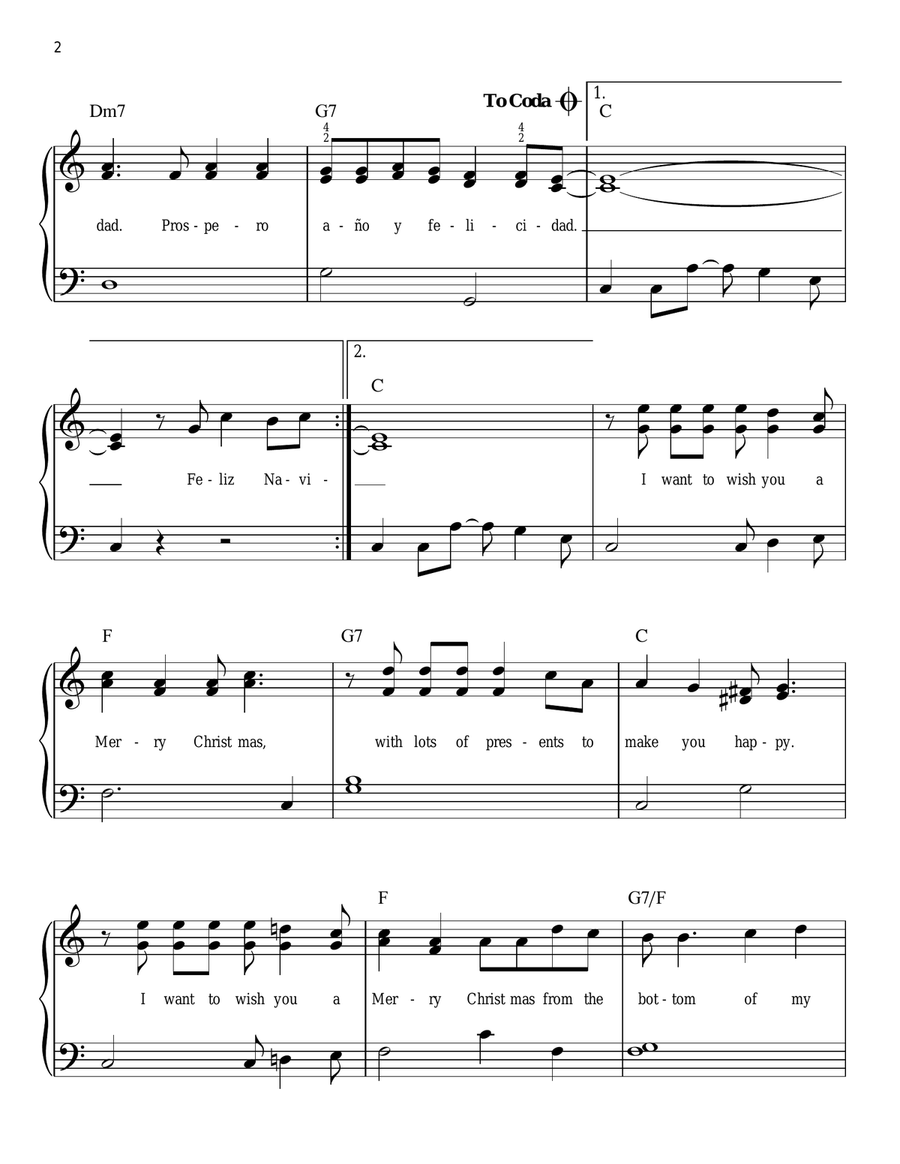 Feliz Navidad Feliz Navidad Easy Piano scores gallery preview page 2