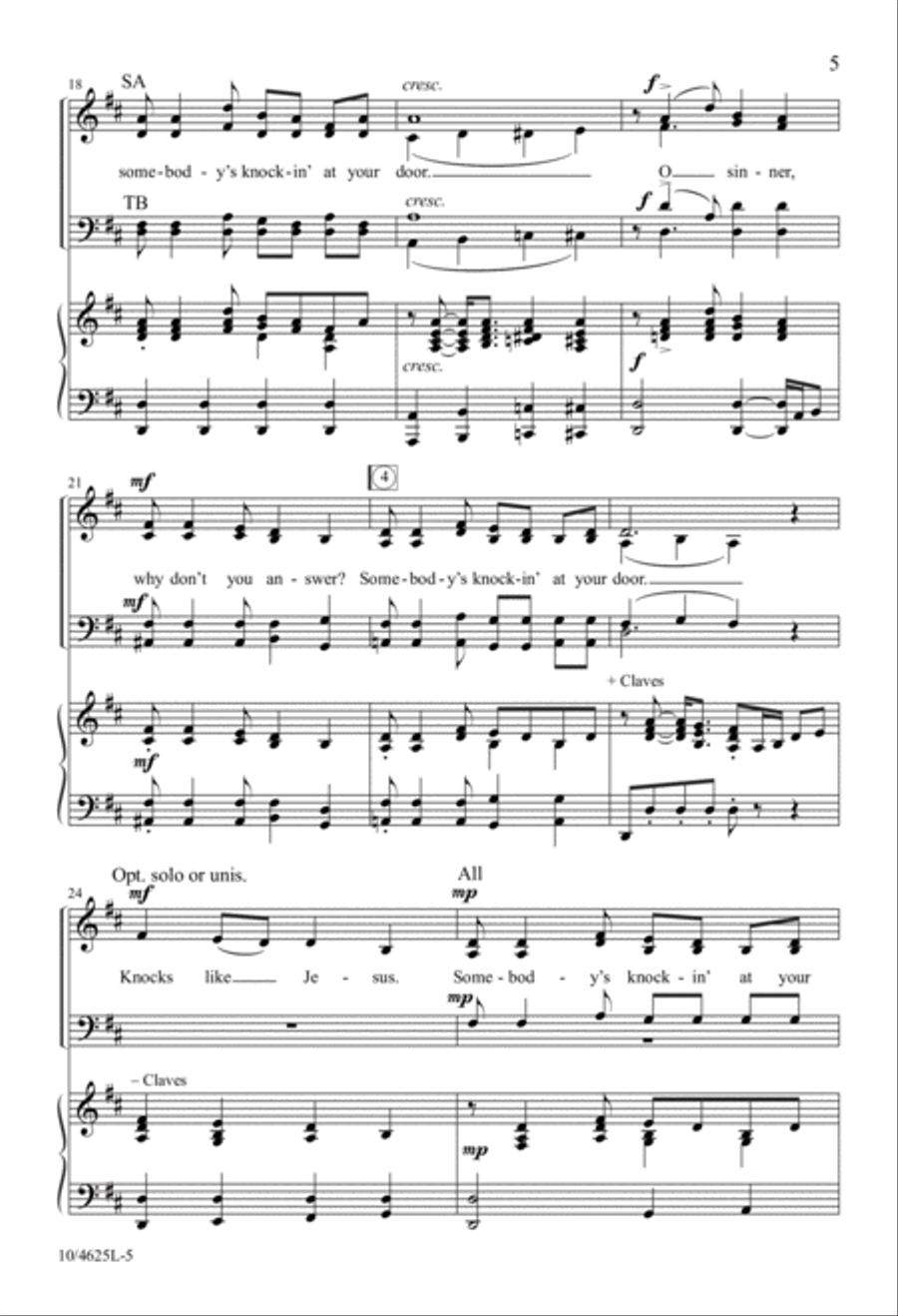 Somebody's Knockin' at Your Door 4-Part scores gallery preview page 5
