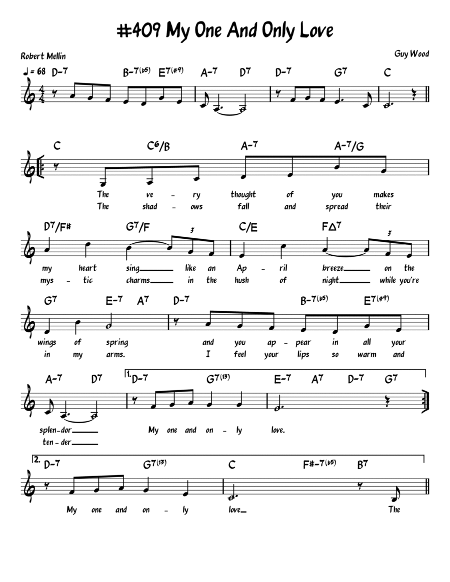 My One And Only Love Piano, Vocal, Guitar scores gallery preview page 1