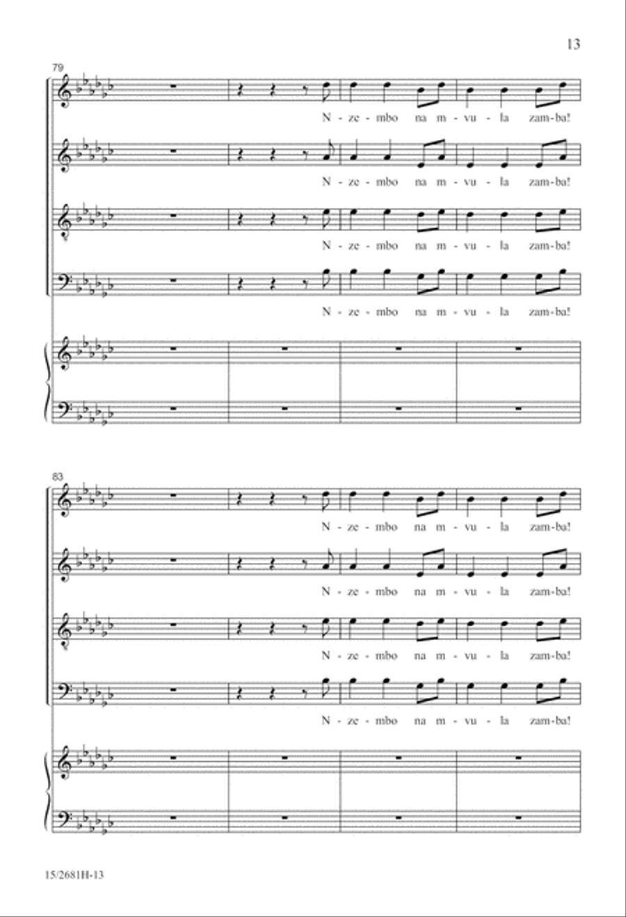 Nzembo na Mvula Zamba (Song of the Rainforest) 4-Part scores gallery preview page 13