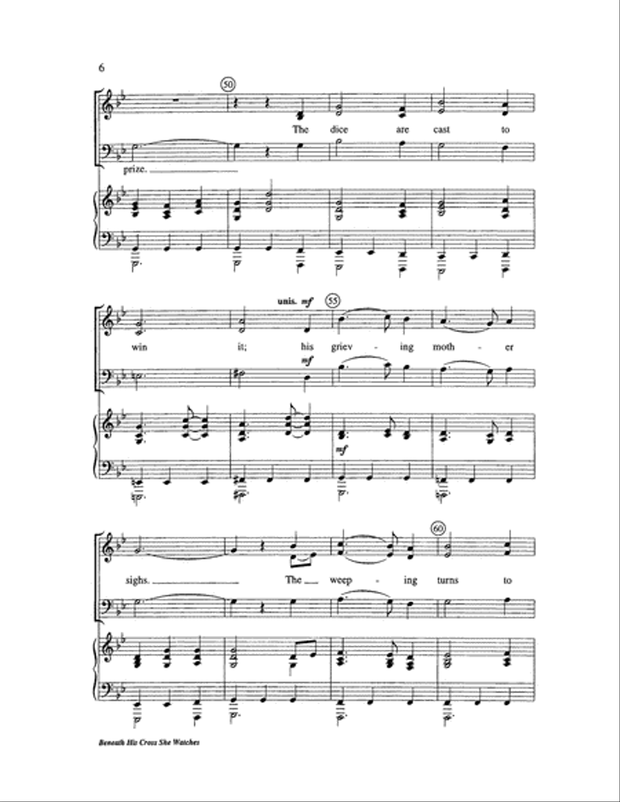Beneath His Cross She Watches 3-Part scores gallery preview page 6