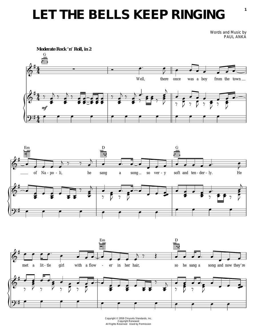Let The Bells Keep Ringing Piano, Vocal, Guitar scores gallery preview page 1