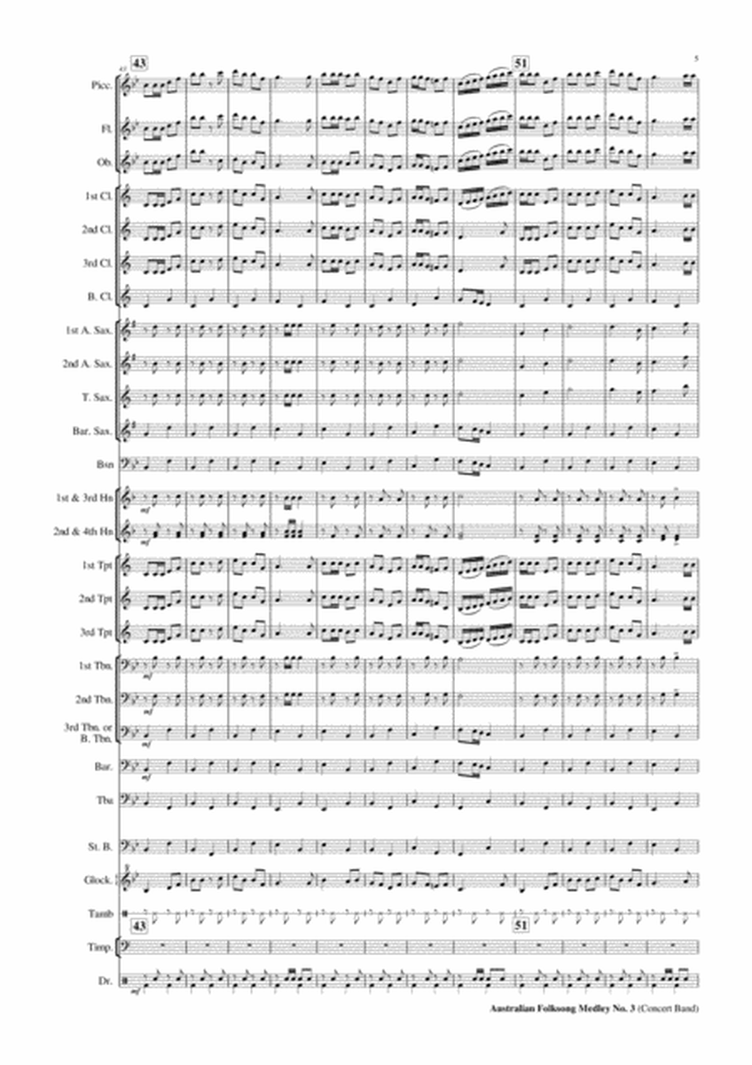 Australian Folksong Medley No. 3 Concert Band Score and Parts image number null