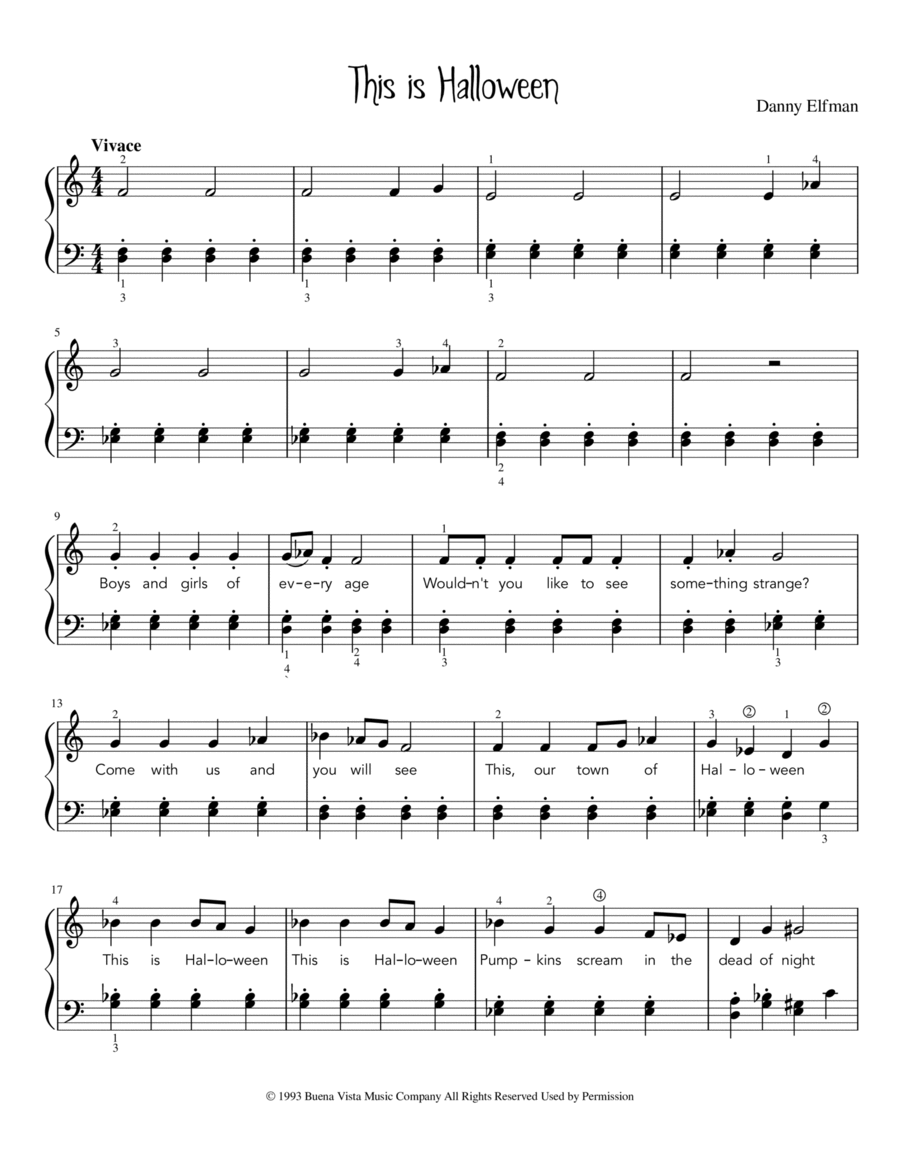 This Is Halloween Easy Piano scores gallery preview page 1