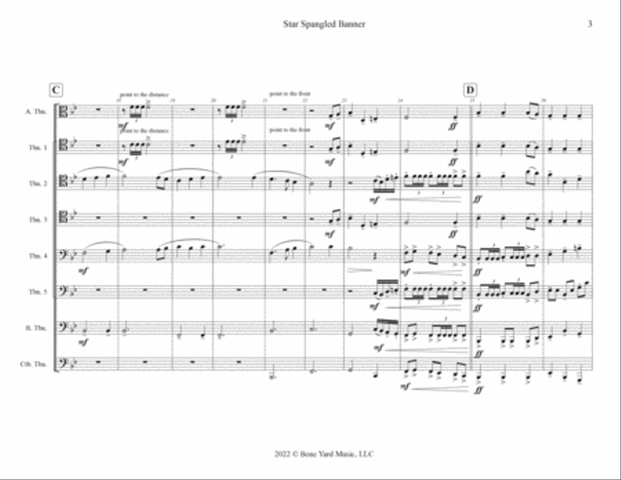 Star Spangled Banner for Trombone Choir Large Ensemble scores gallery preview page 3