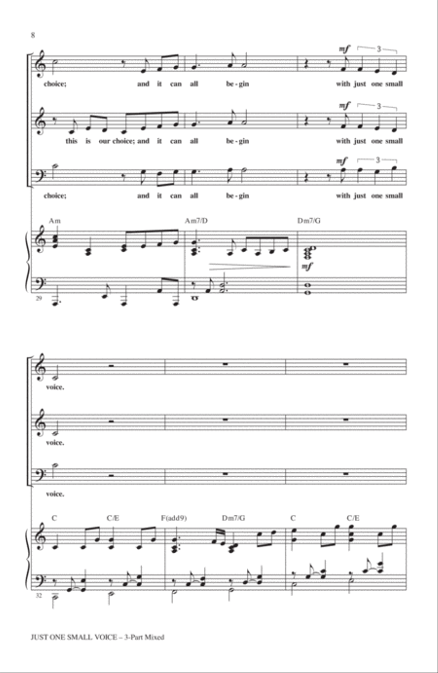 Just One Small Voice 3-Part scores gallery preview page 6