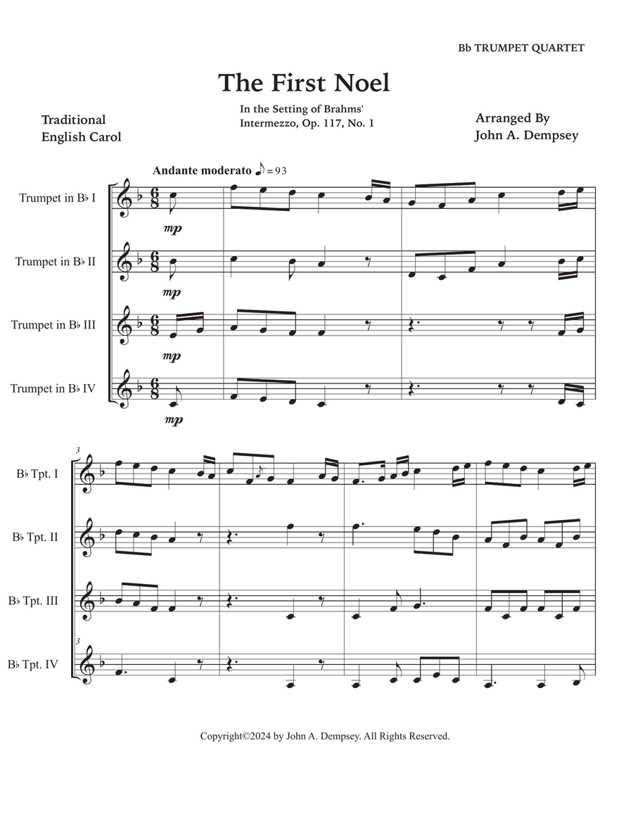 The First Noel (Trumpet Quartet) Brass Quartet scores gallery preview page 5