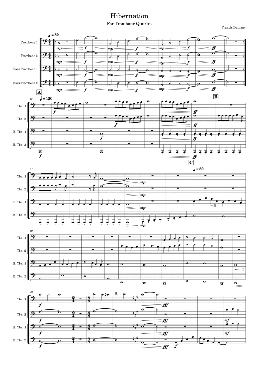Hibernation Hibernation Brass Quartet scores gallery preview page 1
