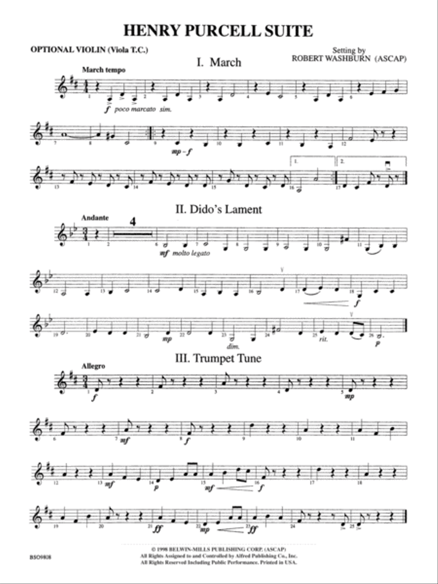 Henry Purcell Suite: 3rd Violin (Viola [TC]) String Orchestra scores gallery preview page 1