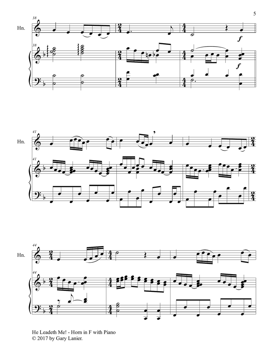Gospel Hymns for Horn in F (Horn with Piano Accompaniment) Piano scores gallery preview page 6