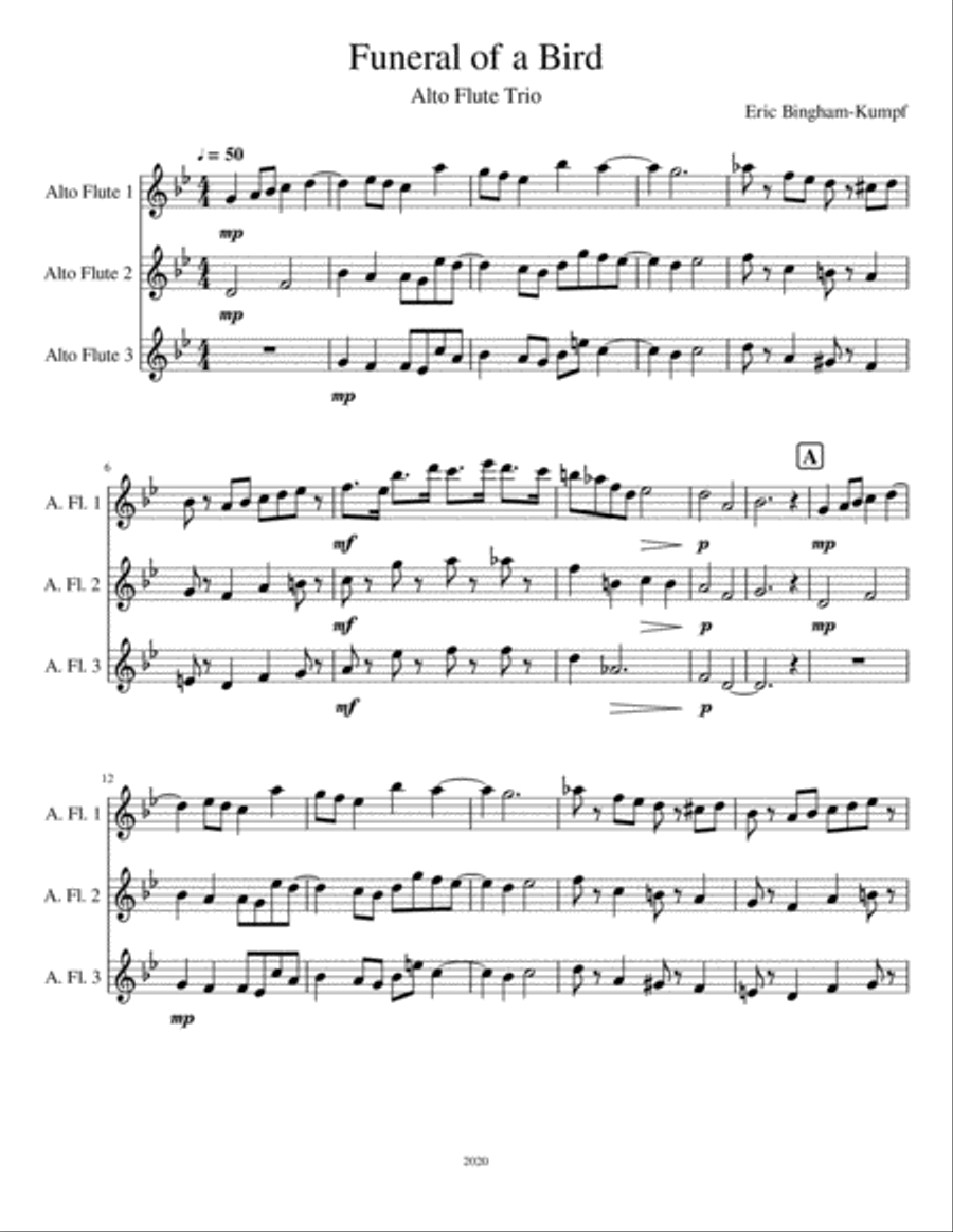 Funeral of a Bird Woodwind Trio scores gallery preview page 1