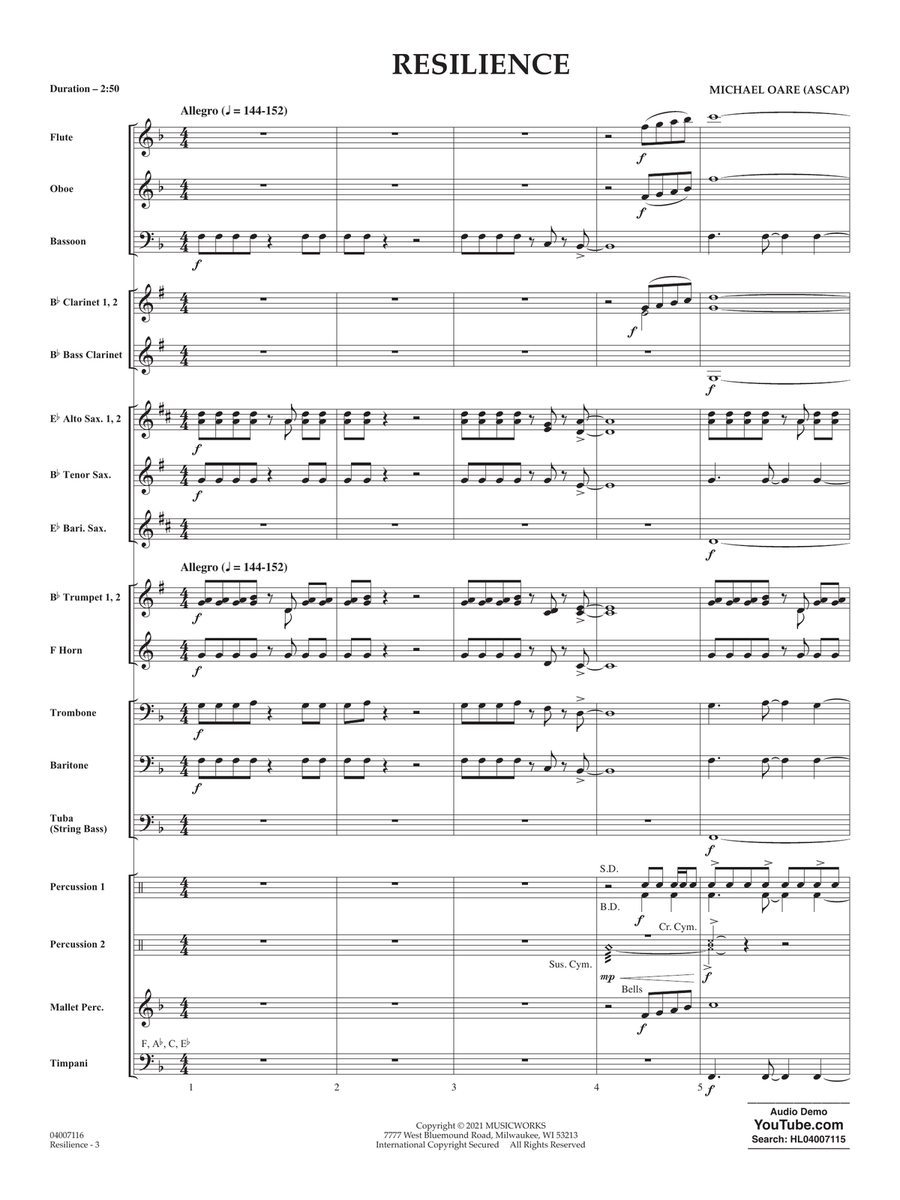 Resilience - Conductor Score (Full Score) Concert Band scores gallery preview page 3