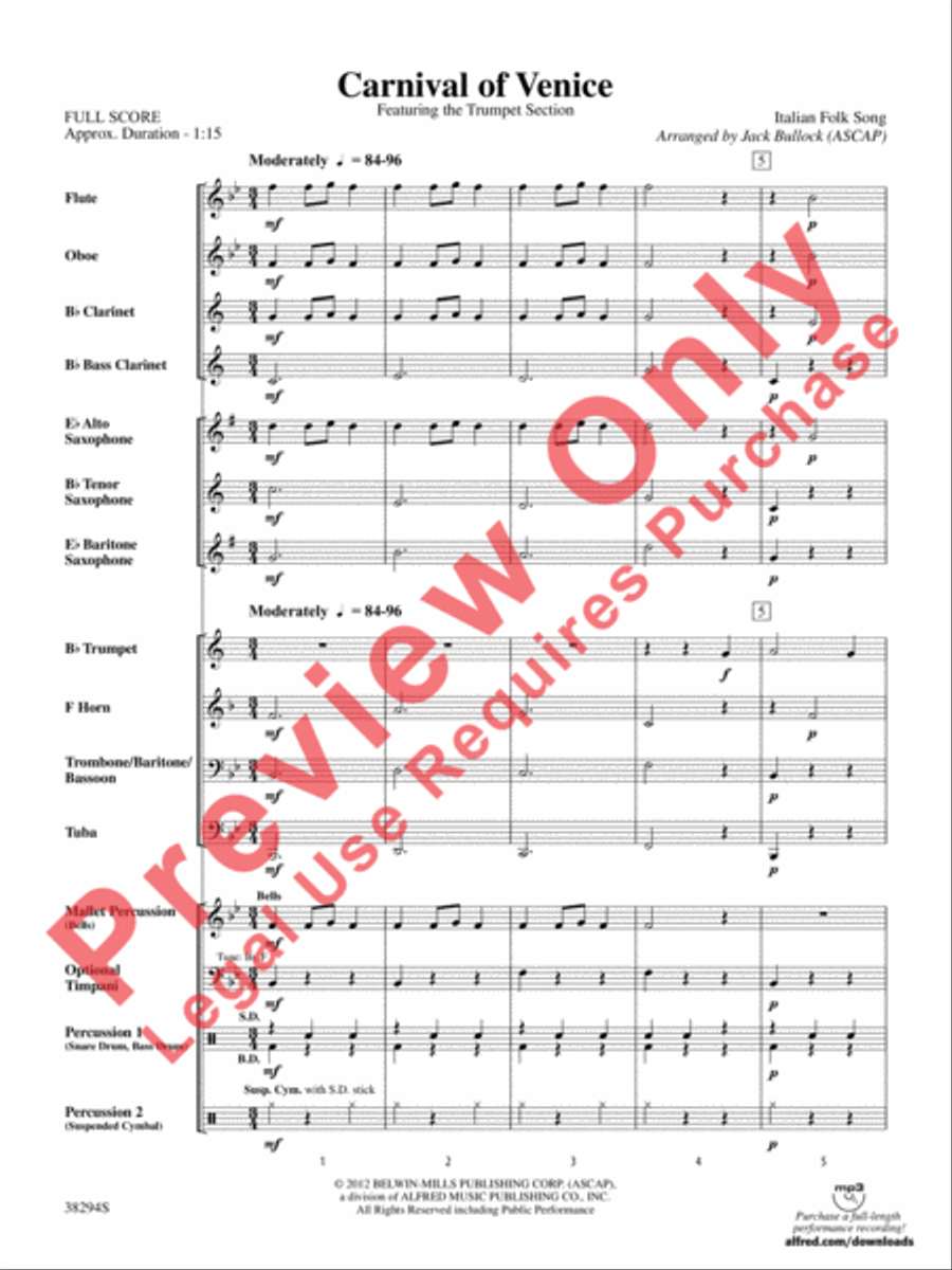 Carnival of Venice Concert Band scores gallery preview page 4
