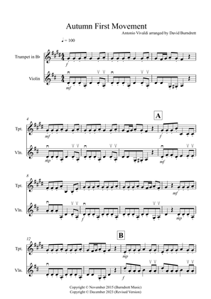 Autumn (first movement) for Trumpet and Violin Duet