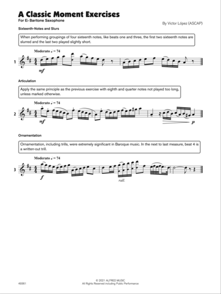 A Classic Moment (Sound Innovations Soloist, Baritone Sax) Small Ensemble scores gallery preview page 3