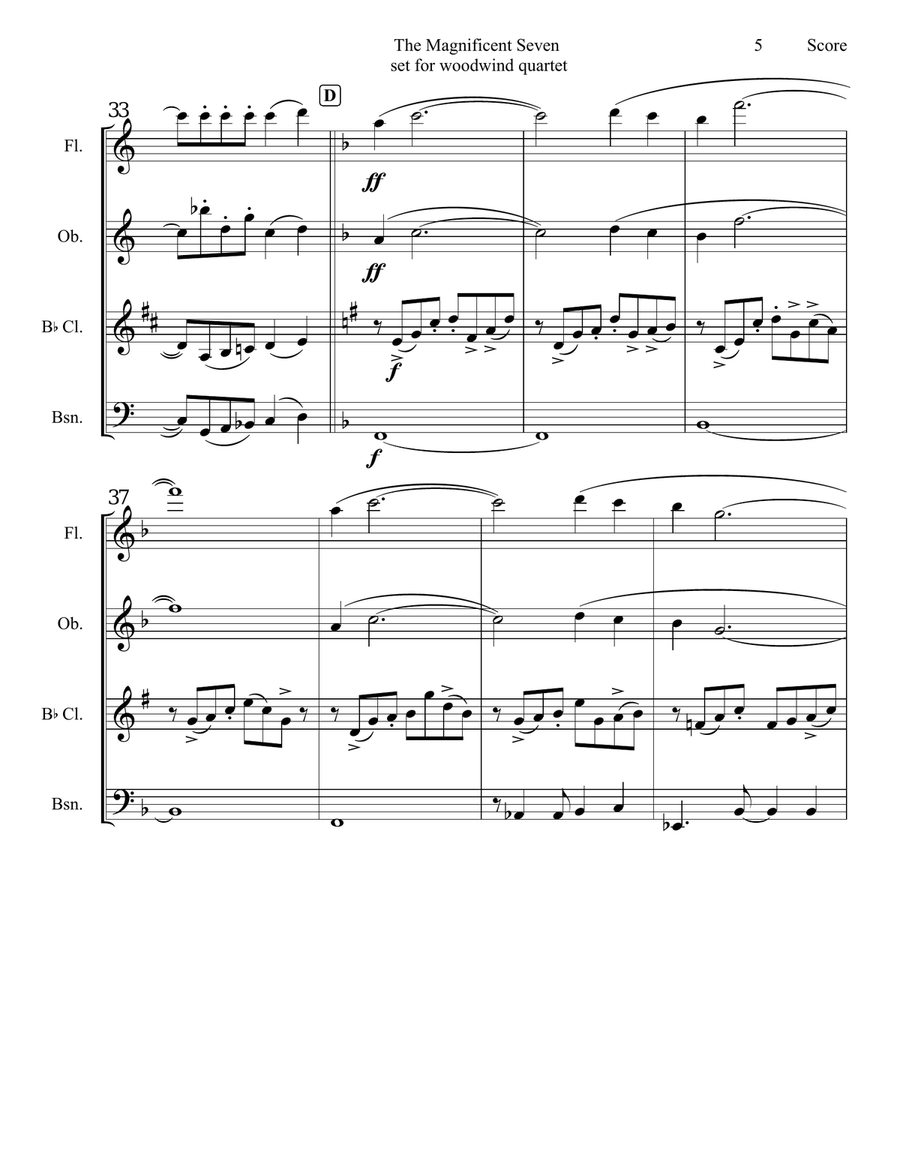 The Magnificent Seven Woodwind Quartet scores gallery preview page 6