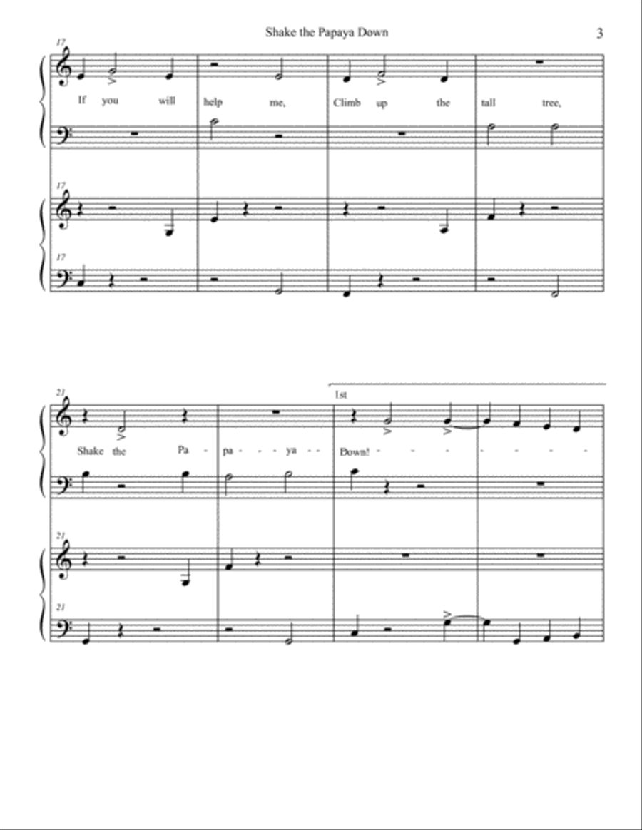 Shake the Papaya Down! Shake the Papaya Down! Easy Piano scores gallery preview page 4