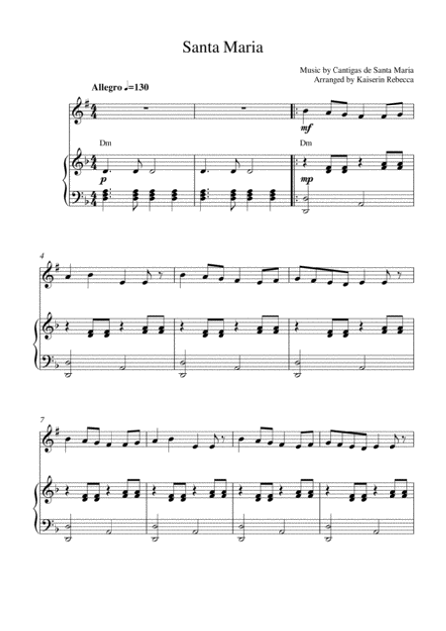Santa Maria Clarinet Solo scores gallery preview page 1