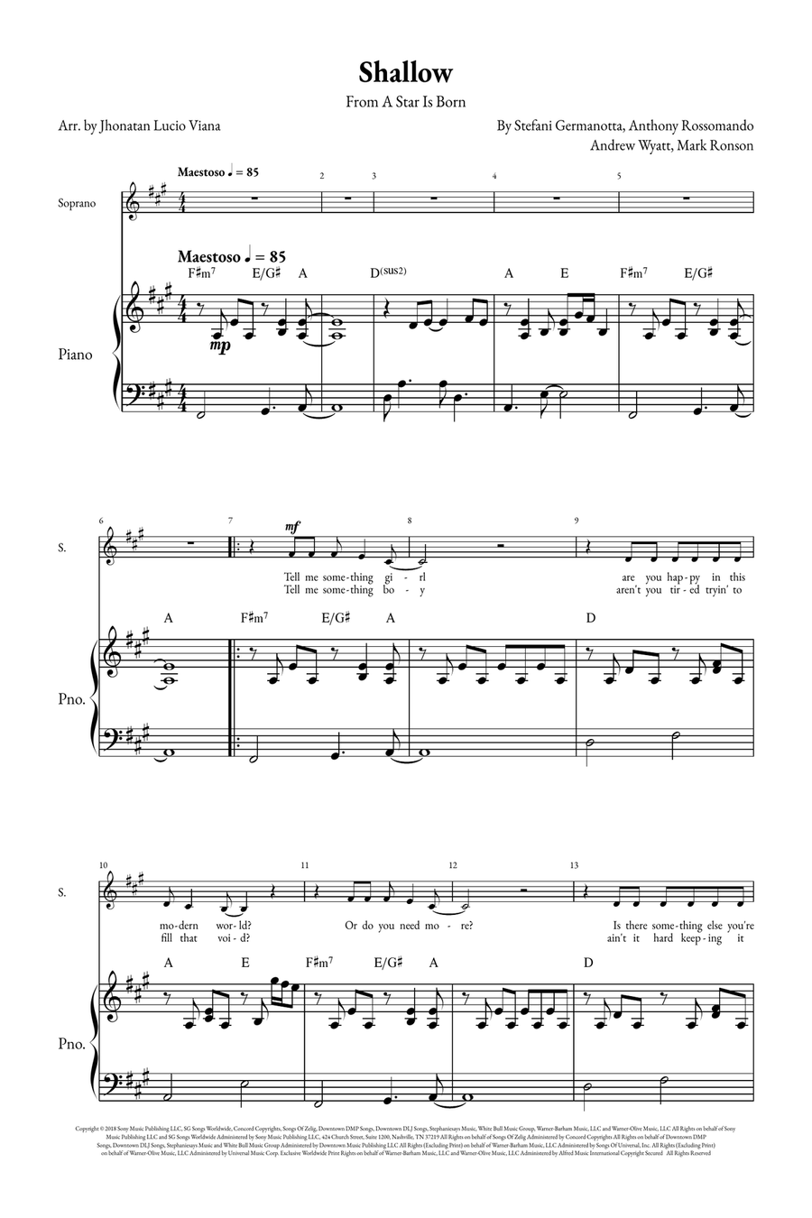 Shallow A Cappella scores gallery preview page 1