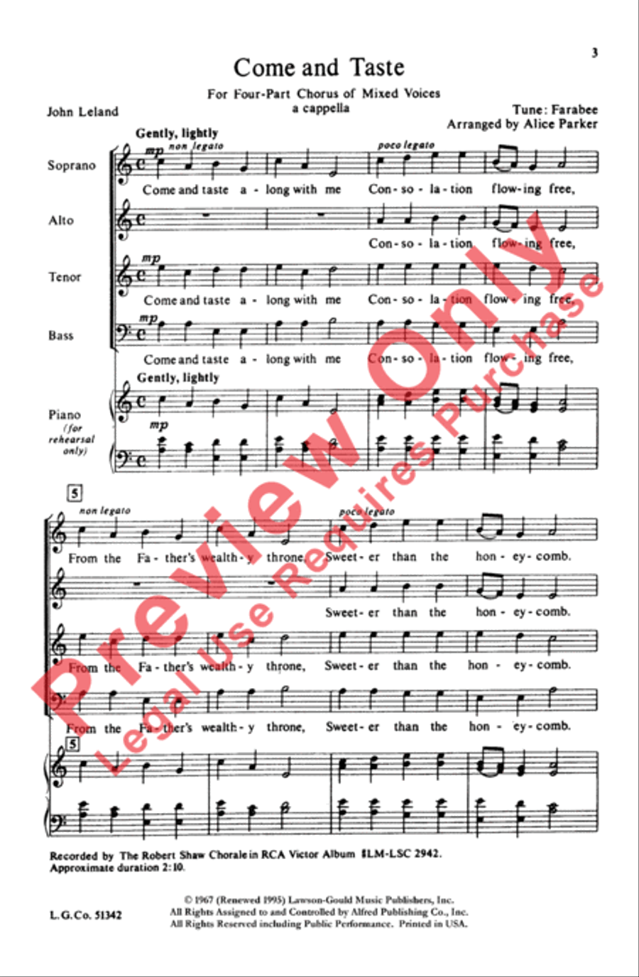 Come and Taste 4-Part scores gallery preview page 2