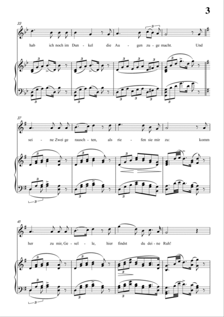 Schubert-Der Lindenbaum,Op.89,No.5 in G for Vocal and Piano Voice scores gallery preview page 4