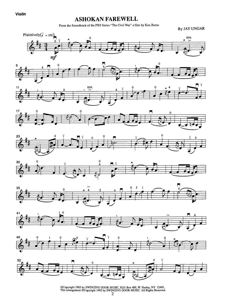 Ashokan Farewell Violin Solo scores gallery preview page 3