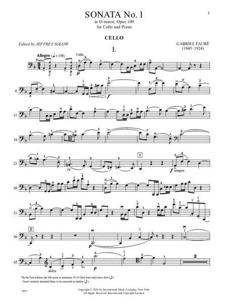 Cello Sonata No.1 In D Minor, Opus 109