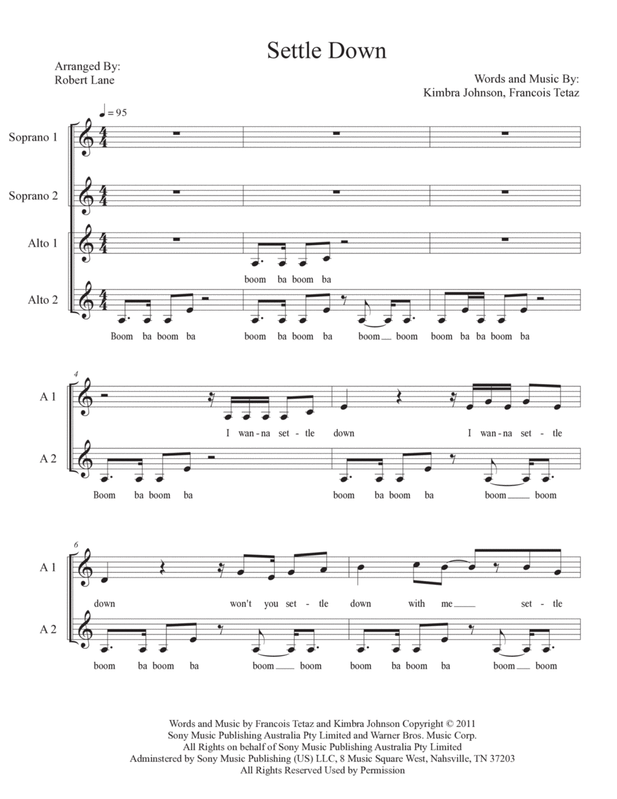 Settle Down Settle Down SSAA scores gallery preview page 1