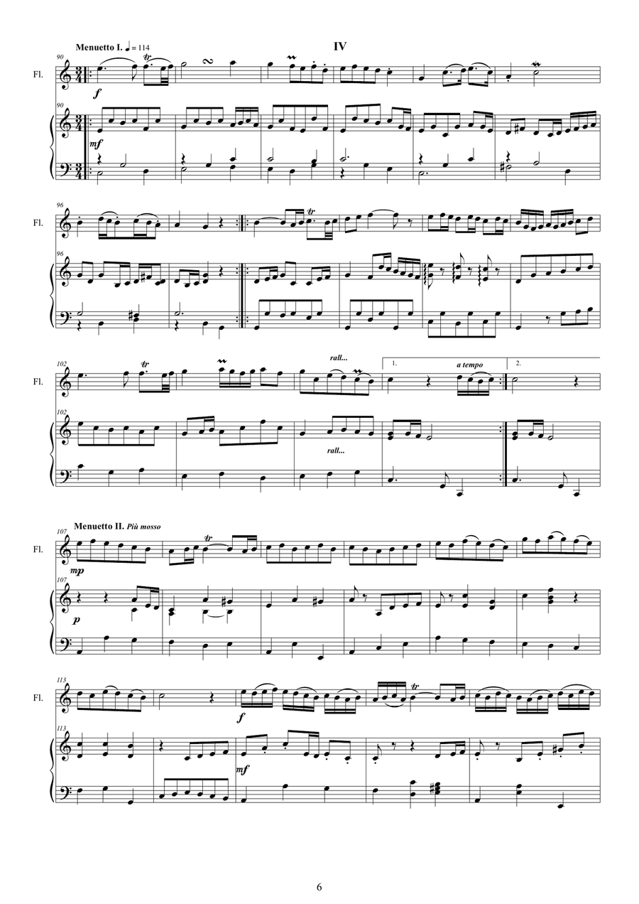 Bach - Flute Sonata in C major BWV 1033 for Flute and Harpsichord or Piano Flute scores gallery preview page 6