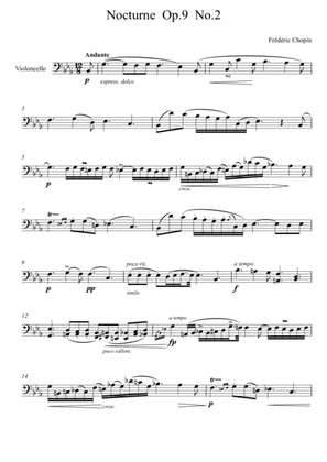 Book cover for Frédéric Chopin - Nocturne Op 9 No 2 - (Violoncello Solo)