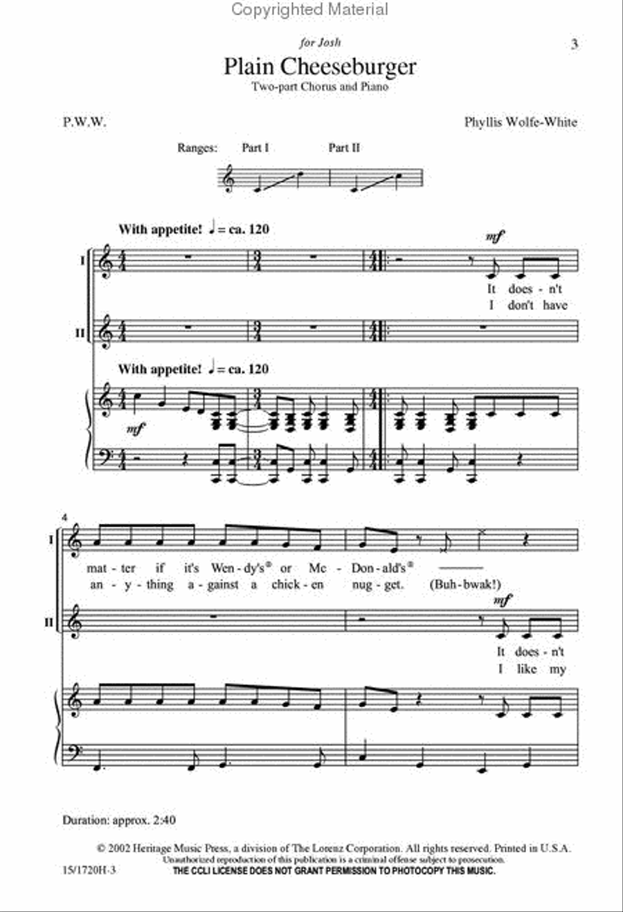 Plain Cheeseburger 2-Part scores gallery preview page 2