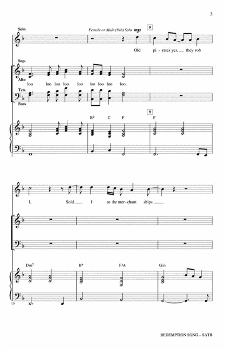 Redemption Song Redemption Song Choir scores gallery preview page 3