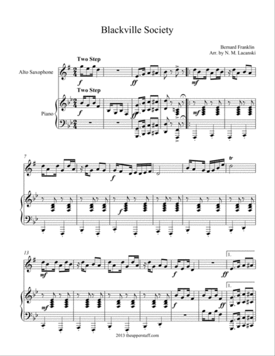 Blackville Society Blackville Society Alto Saxophone scores gallery preview page 1